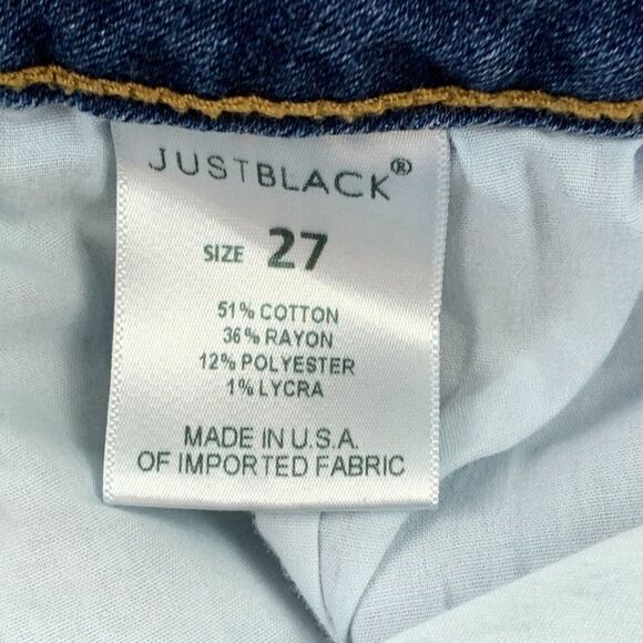 JUST BLACK Jeans sz 27 Skinny Ankle Medium Wash Raw Hem Stretchy Inseam 24.5" - Picture 11 of 12